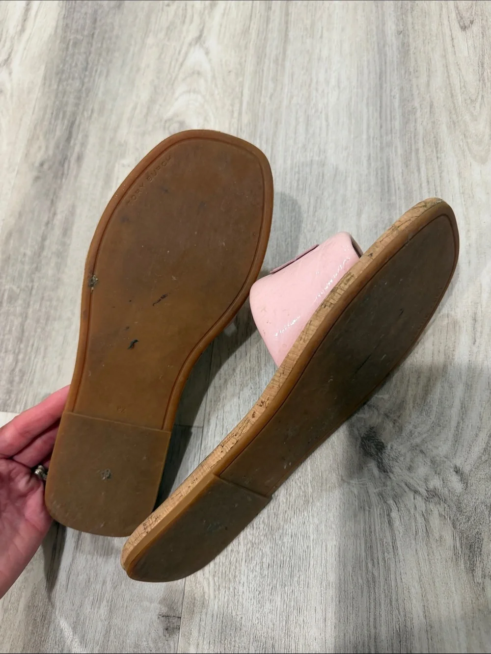 TORY BURCH DOUBLE T SPORT Pink Slide Sandals for Women SIZE 8.5